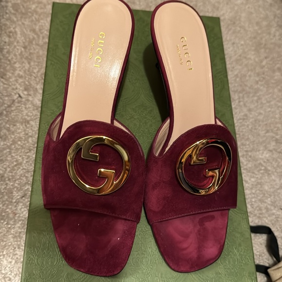 GUUCI blonde 70mm interlocking G mules - Picture 2 of 6